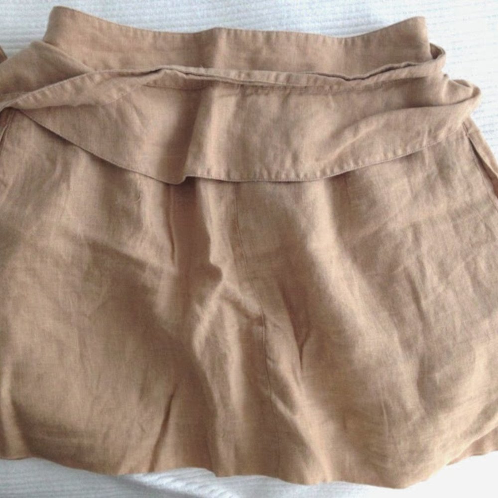 Calypso St. Barth Linen Khaki Wrap Peplum Skirt M - Picture 6 of 7